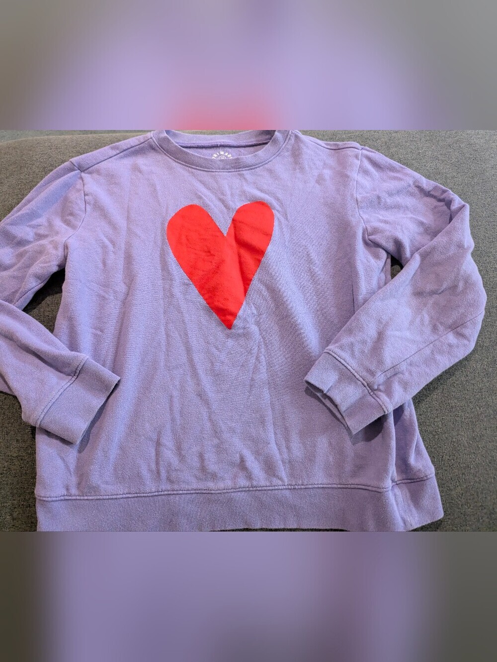 Primary Purple Crewneck Sweatshirt with Red Heart